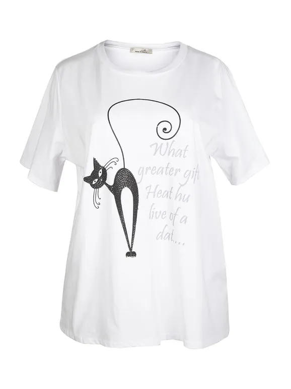 H20 Camiseta de mujer con letras en tallas grandes