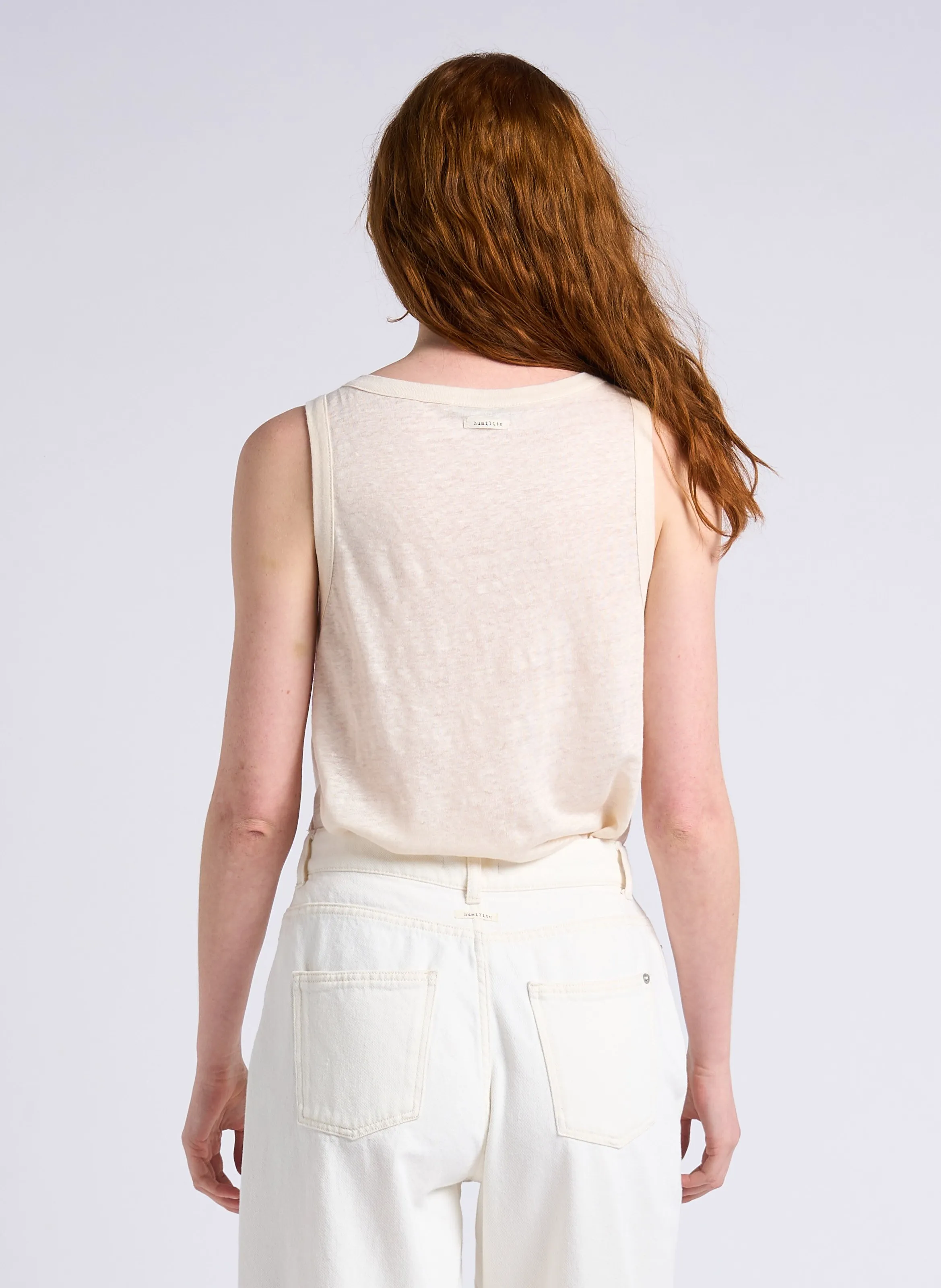 HUMILITY Camiseta de tirantes con cuello redondo de punto de jersey en blanco