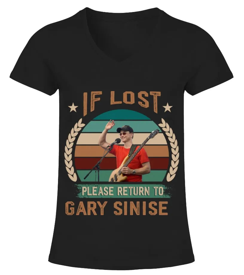 IF LOST PLEASE RETURN TO GARY SINISE Camiseta cuello pico Mujer