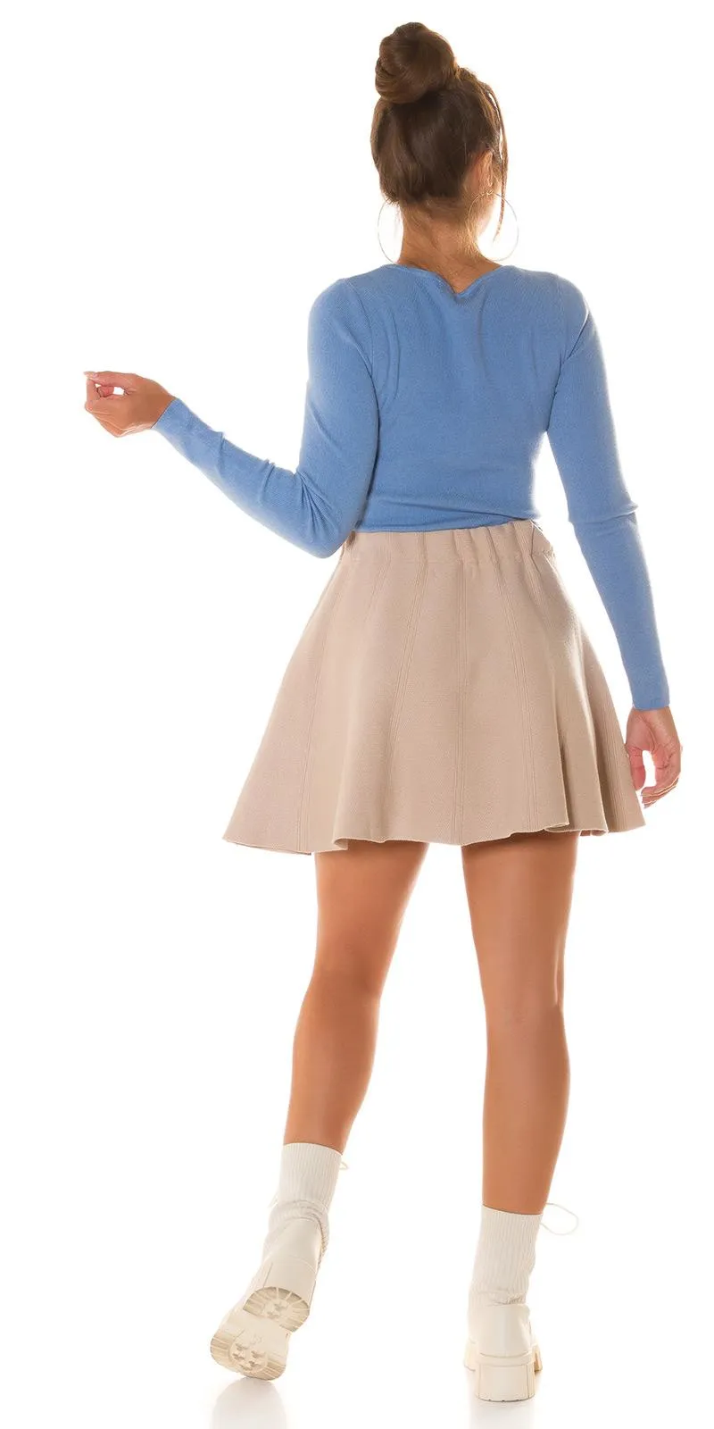 Jersey punto fino azul con aberturas