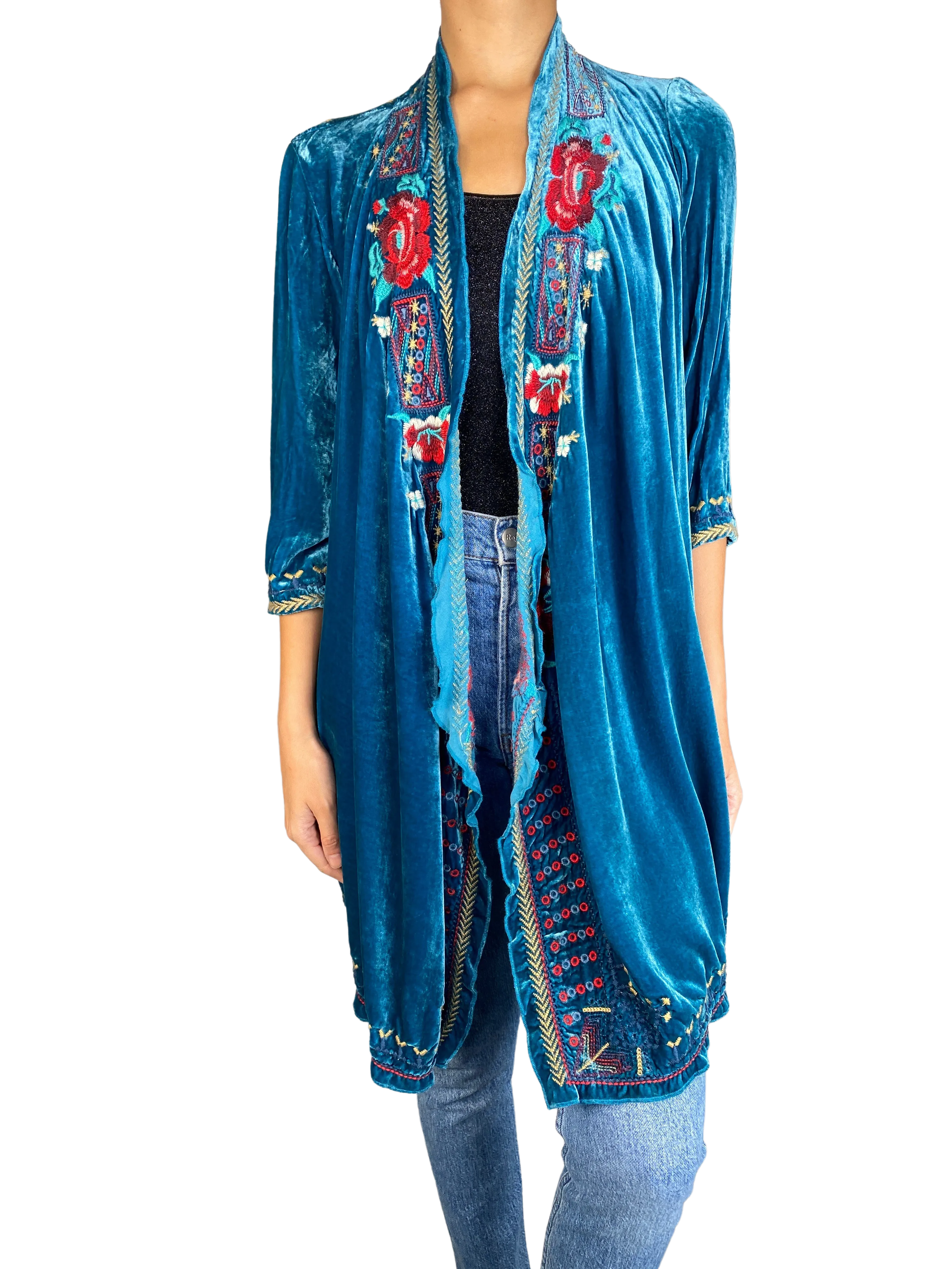 JOHNNY WAS Kimono Terciopelo Seda
