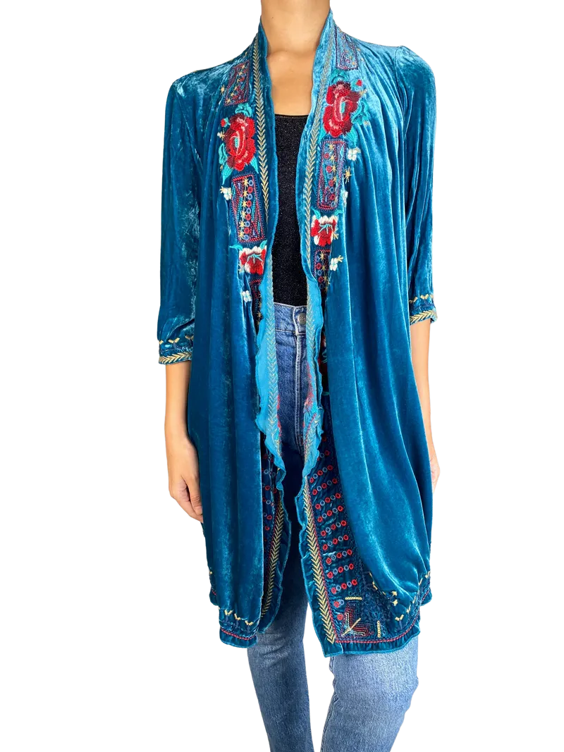 JOHNNY WAS Kimono Terciopelo Seda