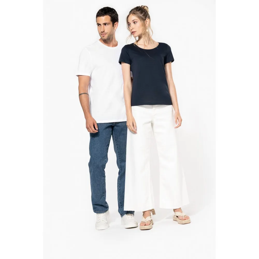 K399CAMISETA ORGÁNICA CON CUELLO SIN COSTURAS Y MANGA CORTA MUJER