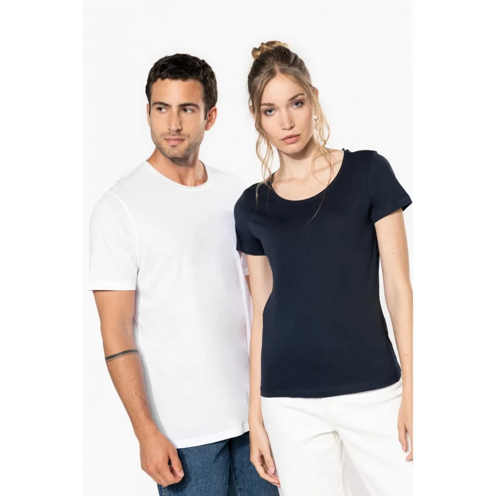 K399CAMISETA ORGÁNICA CON CUELLO SIN COSTURAS Y MANGA CORTA MUJER