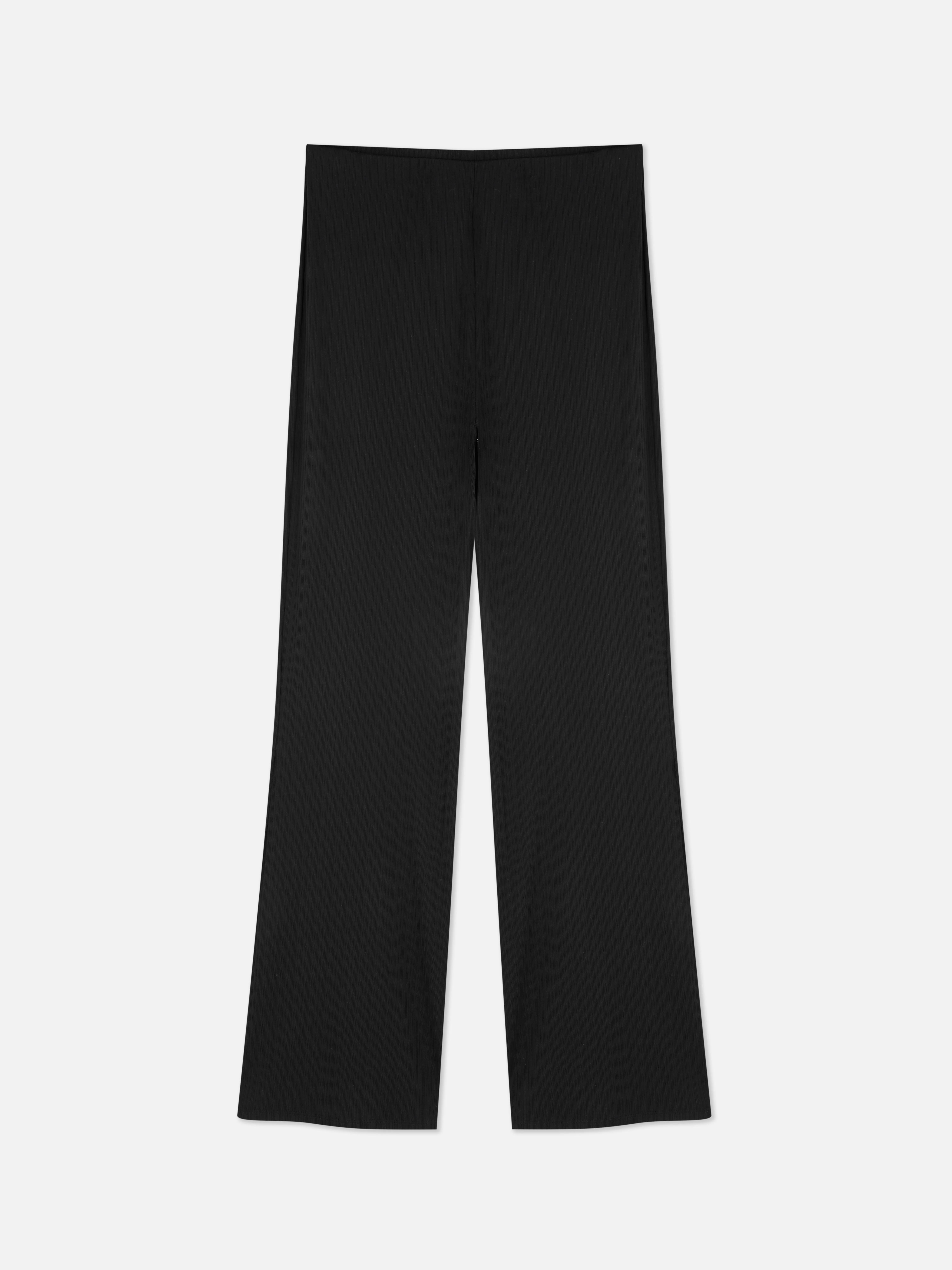 Leggings acanalados de pernera recta a juego