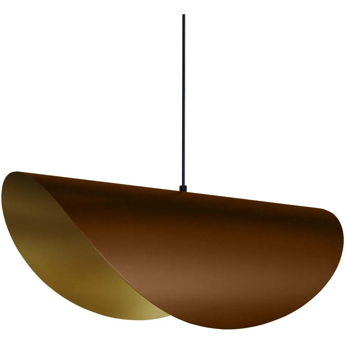 Lámpara colgante oval metal marrón y dorado