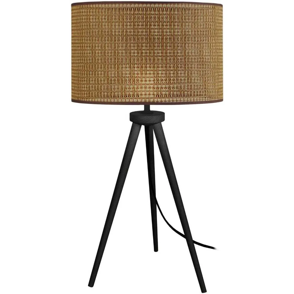 Lámpara de Mesa redondo madera negro y amarillo paja