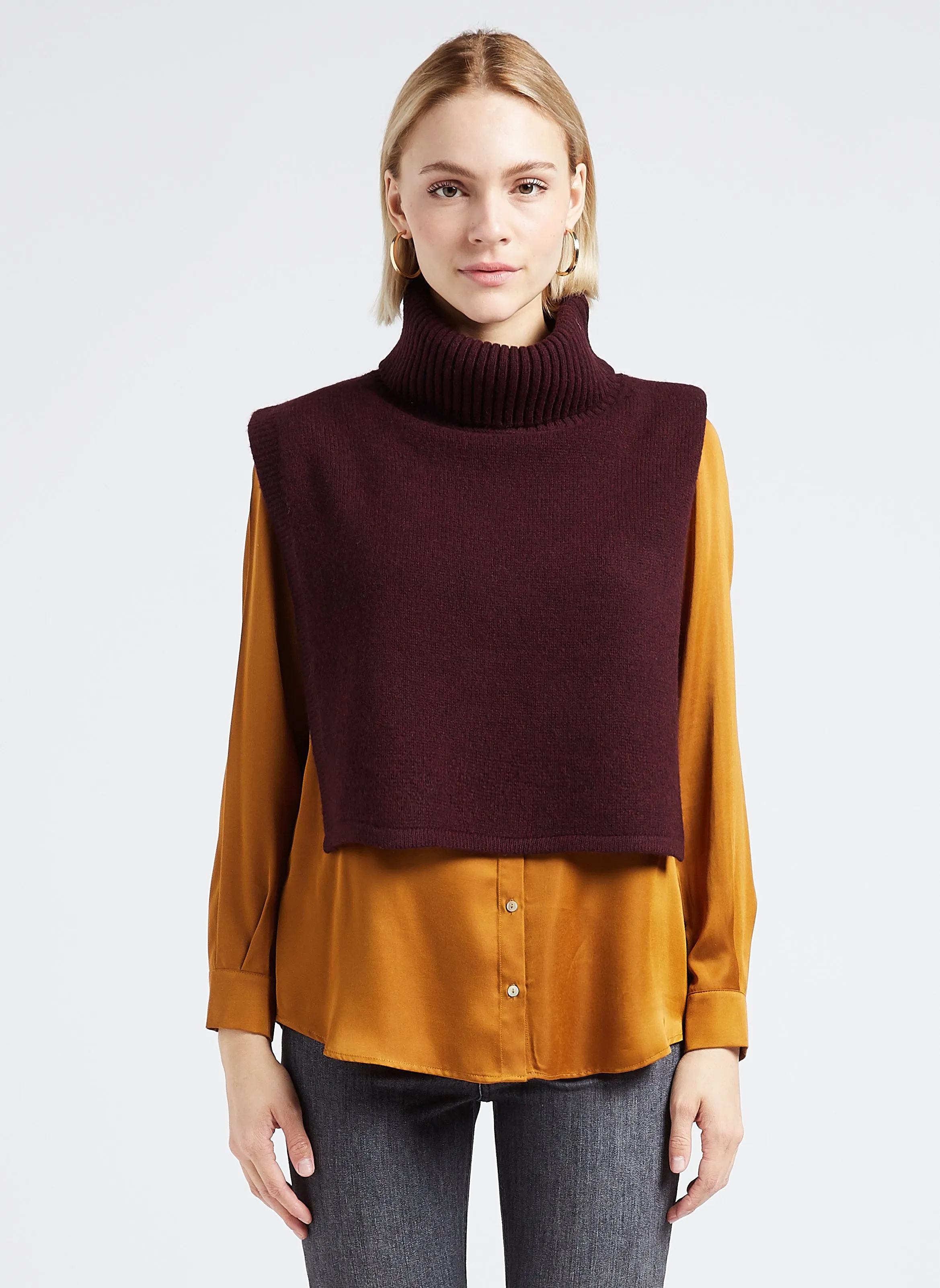 MAISON 123 HERA  JERSEY DE CUELLO VUELTO DE LANA EN ROJO