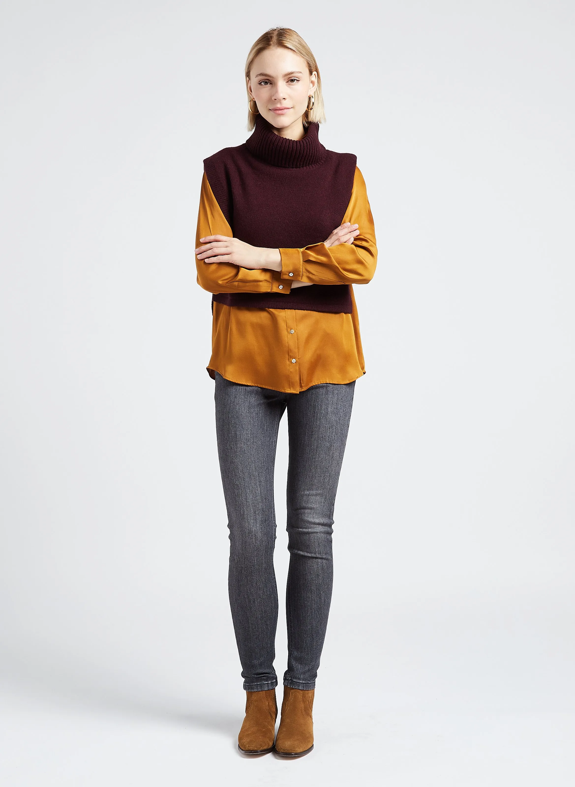 MAISON 123 HERA  JERSEY DE CUELLO VUELTO DE LANA EN ROJO