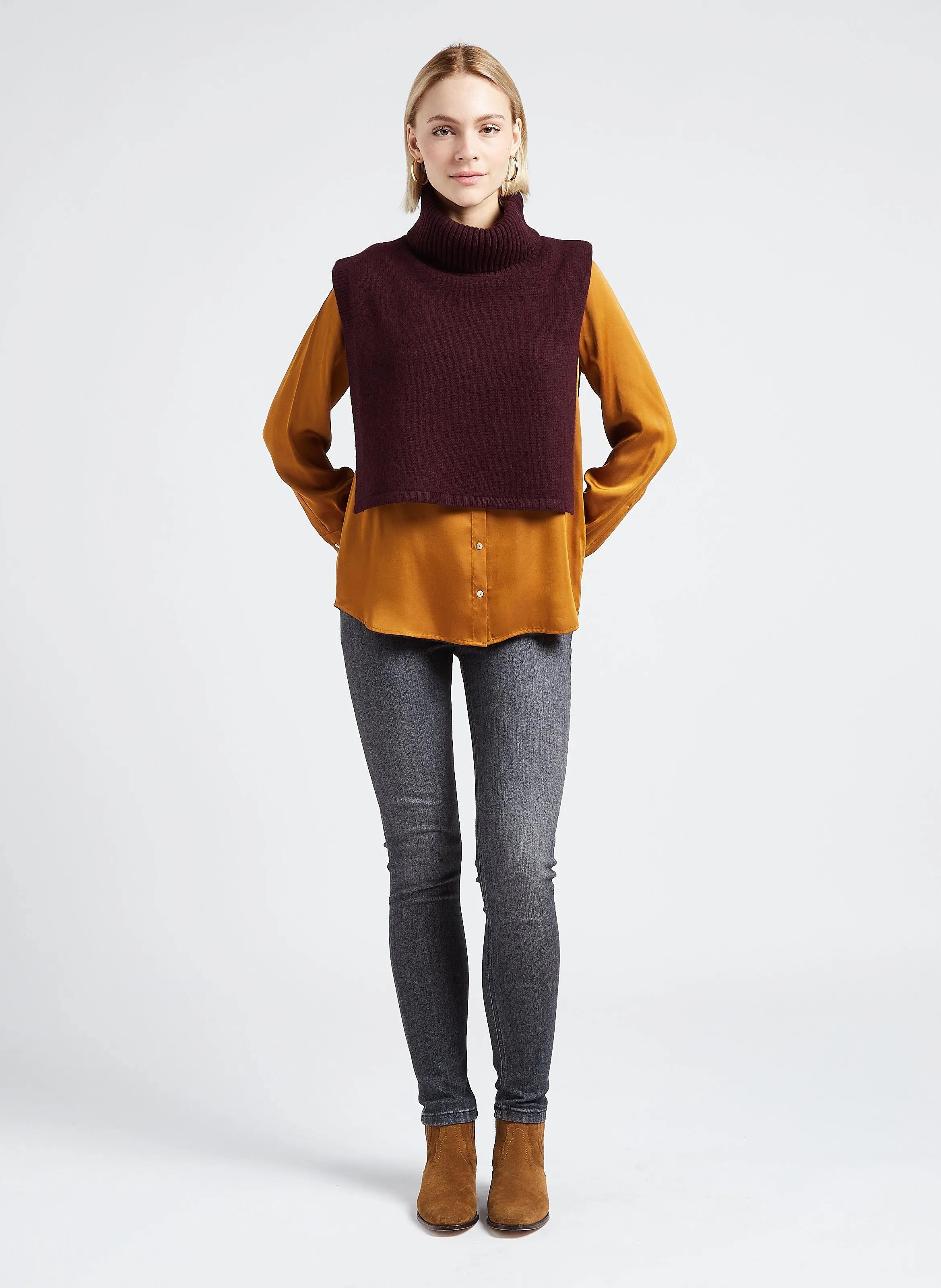 MAISON 123 HERA  JERSEY DE CUELLO VUELTO DE LANA EN ROJO