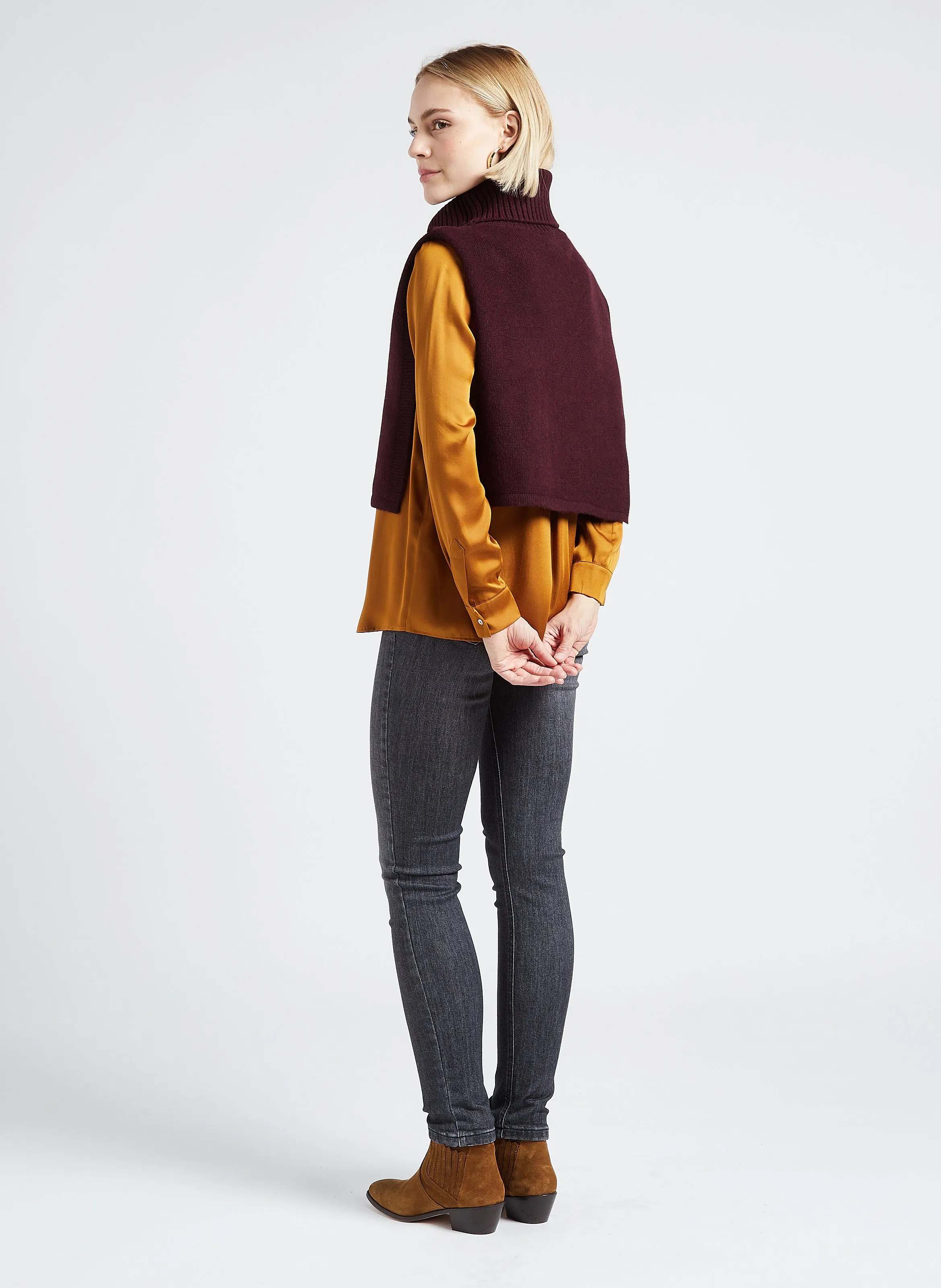 MAISON 123 HERA  JERSEY DE CUELLO VUELTO DE LANA EN ROJO
