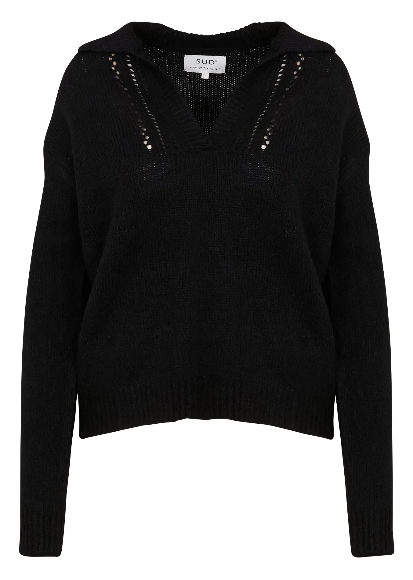 MALENA  JERSEY DE CUELLO DE POLO CON SUéTER EN NEGRO