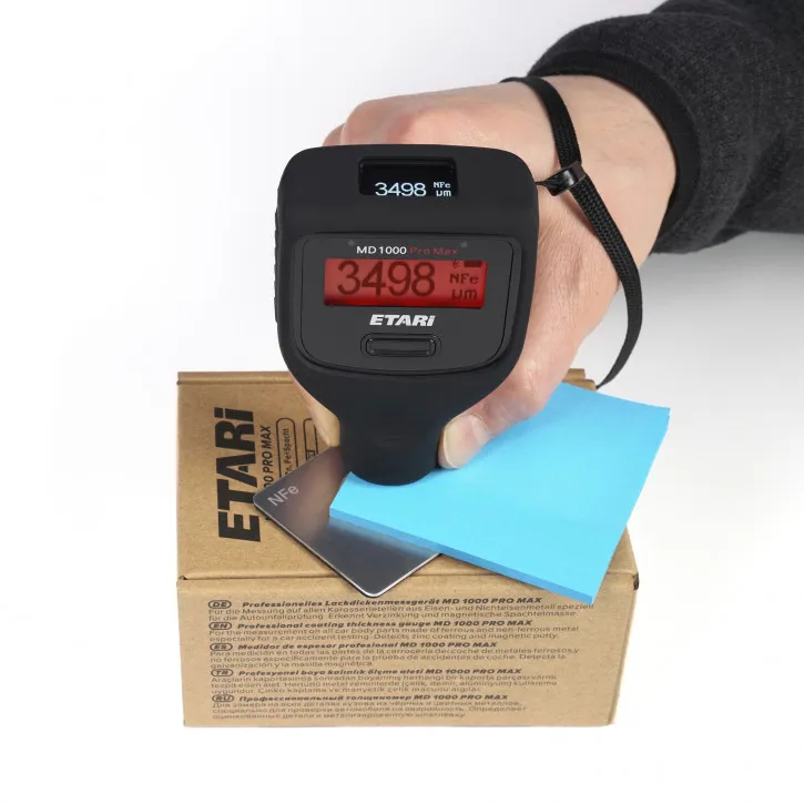 MD 1000 Pro Max, Profi Lackdickenmessgerät, Schichtdickenmessgerät zur Lackdickenmessung bis zu 6000 μm, erkennt magnetische Spa