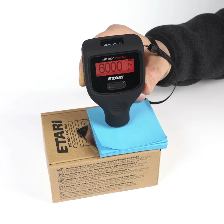 MD 1000 Pro Max, Profi Lackdickenmessgerät, Schichtdickenmessgerät zur Lackdickenmessung bis zu 6000 μm, erkennt magnetische Spa