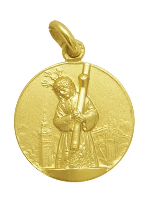 MEDALLA DE ORO DEL CRISTO DEL GRAN PODER 18 MM 268_M112518