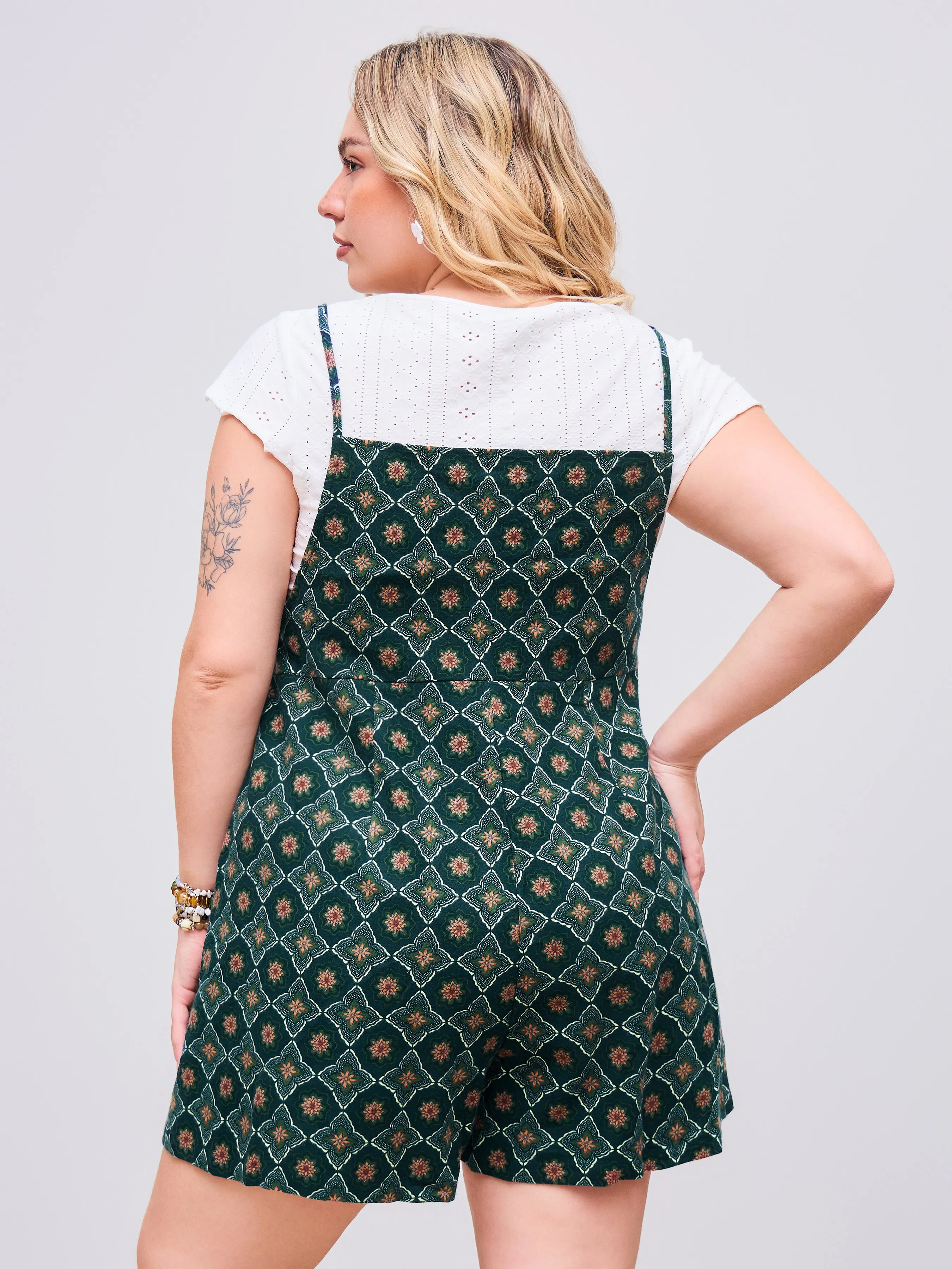 Mono Estampado Floral con Escote Cuadrado Tejido Curvy