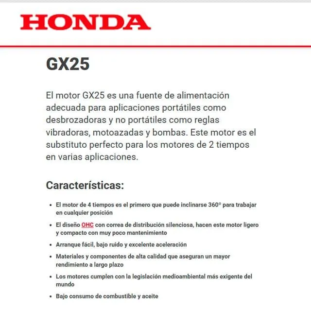 Motor Gasolina HONDA GX25T S4 2T