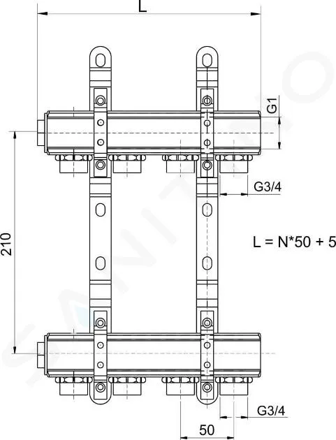 NOVASERVIS ACCESORIOS DE FONTANERíA  COLECTOR CON TORNILLO UNILATERAL G1", 10 CIRCUITOS RPN10