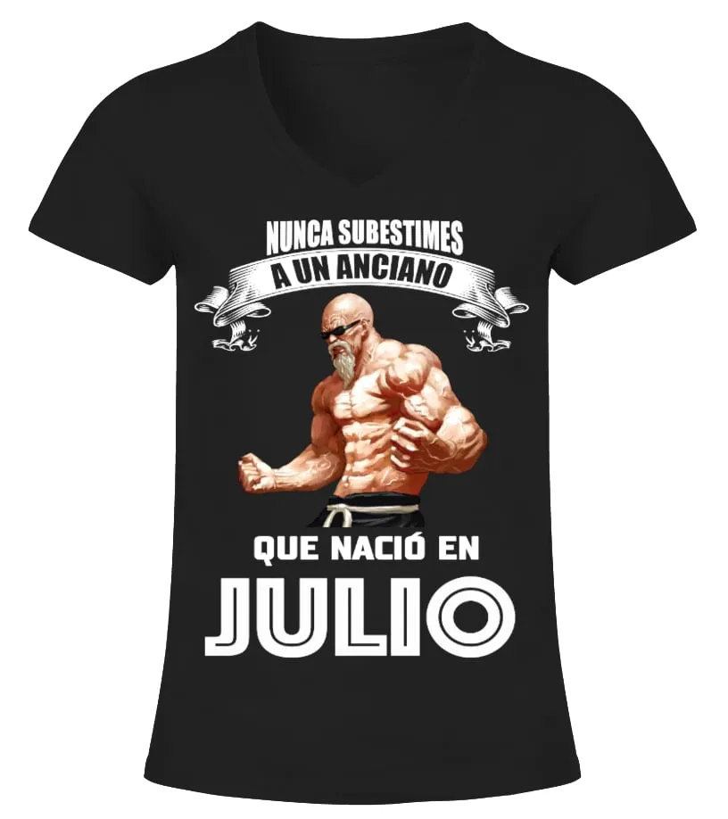 Nunca substimes a un anciano que nació en Julio Camiseta cuello pico Mujer