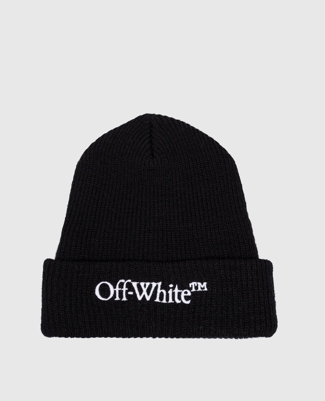 OFFWHITE BLACK WOOL CAP WITH LOGO EMBROIDERY