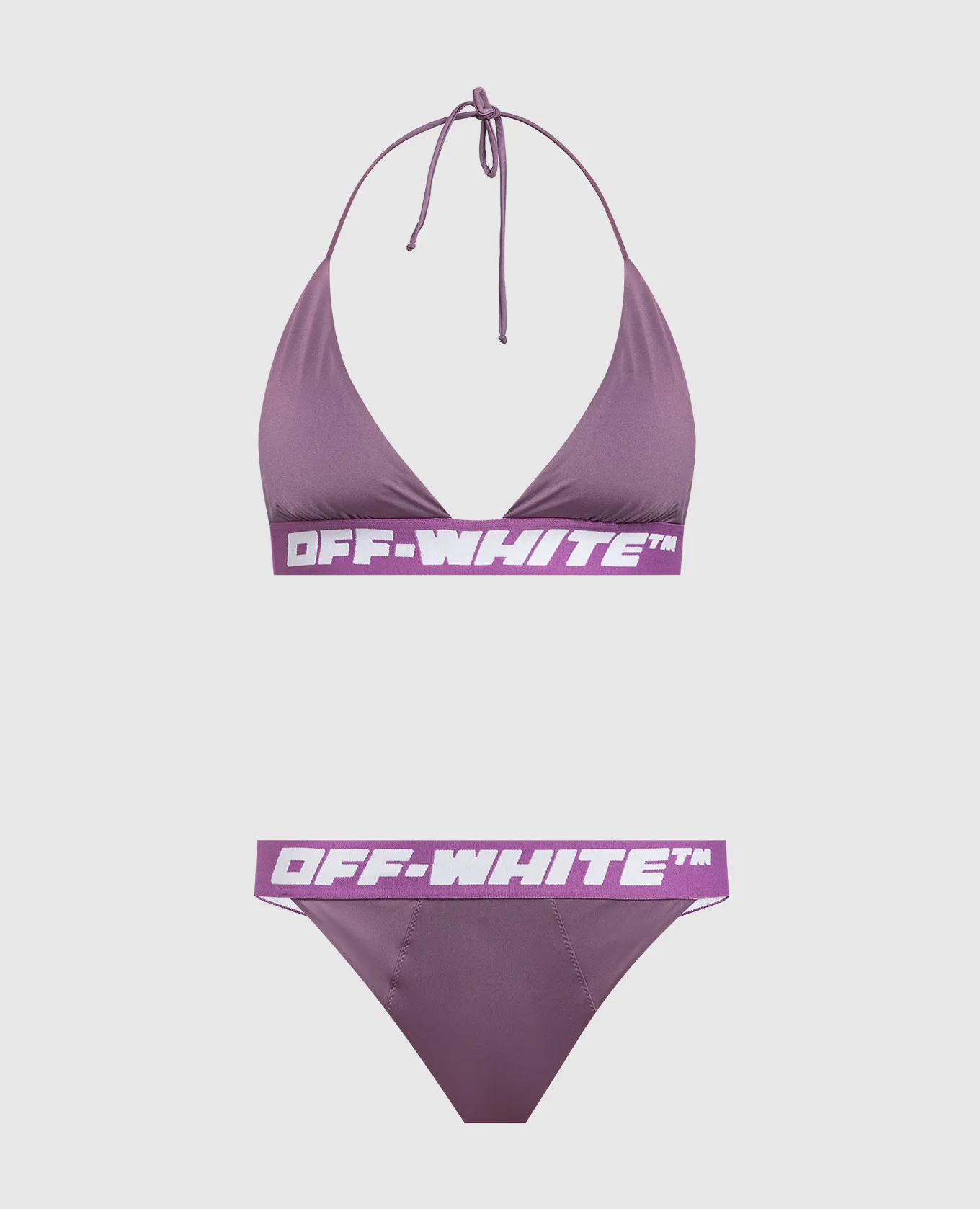 OFFWHITE LILAC SWIMSUIT WITH LOGO PRINT
