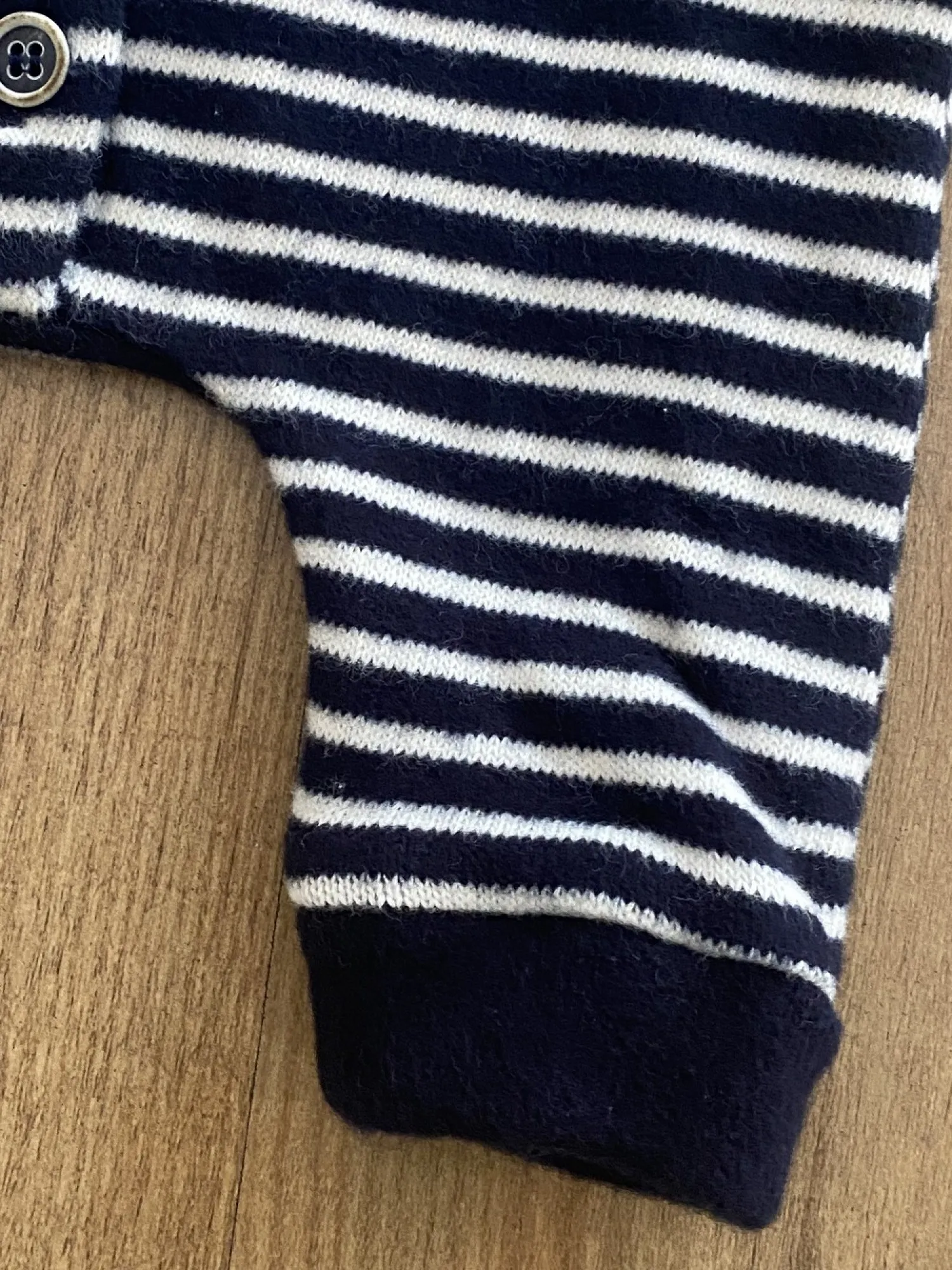 ONEPIECE FOOTLESS ROMPER IN NAVY AND WHITE COTTON JERSEY