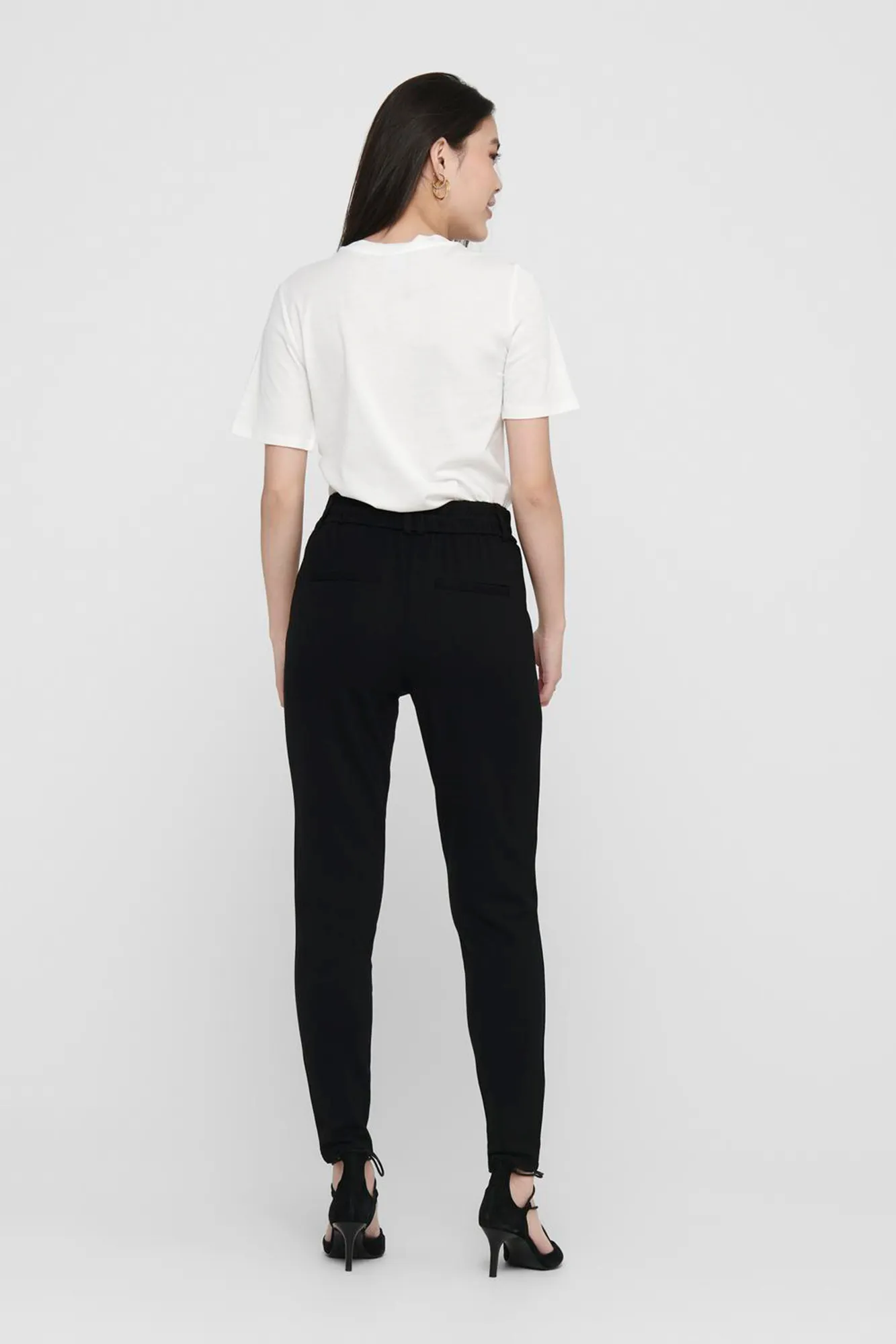 Only Pantalón fluido en tono liso con cordón ajustable