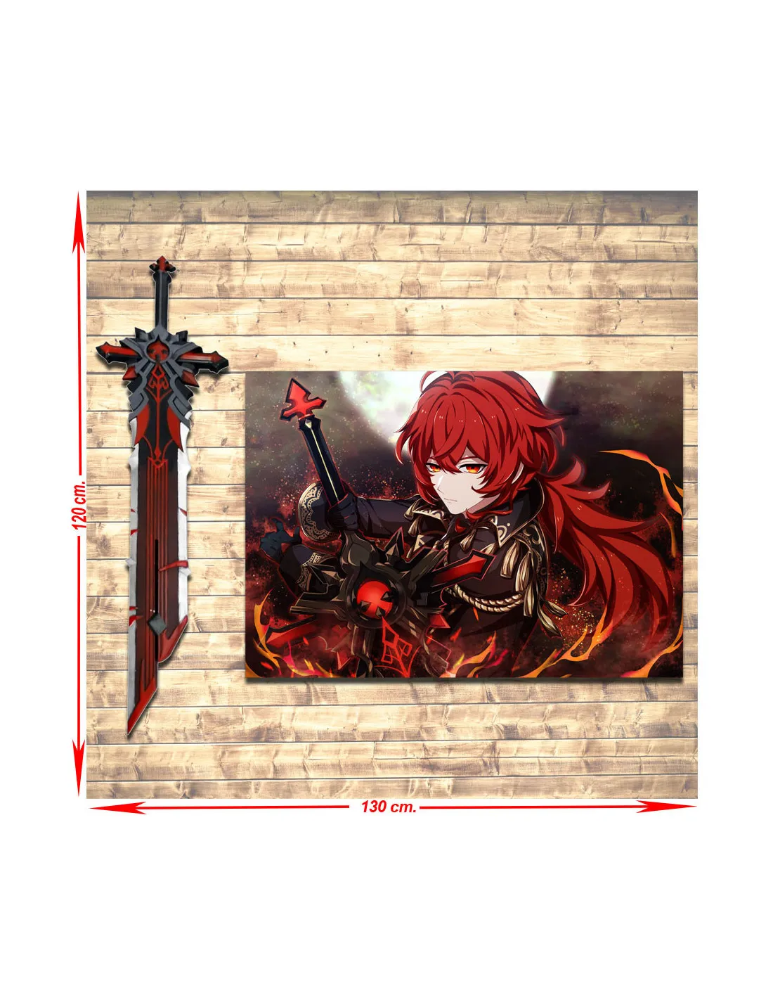 Pack Estandarte + Espada de Diluc Genshin Impact