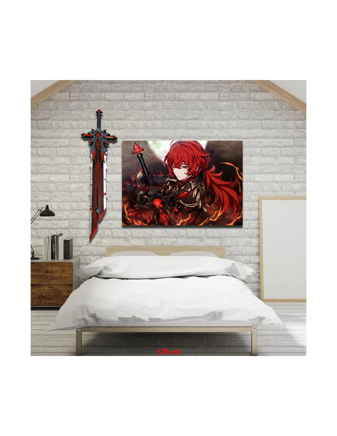 Pack Estandarte + Espada de Diluc Genshin Impact