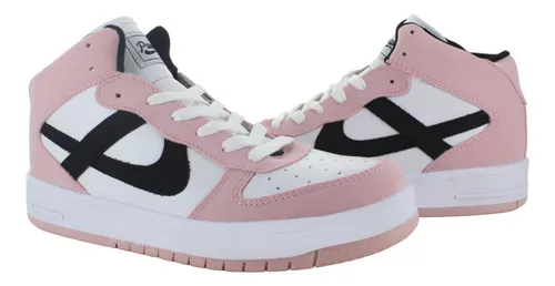 Panam Tenis Bota Vestir Casual Skate Rosa Blanco Mujer 85343