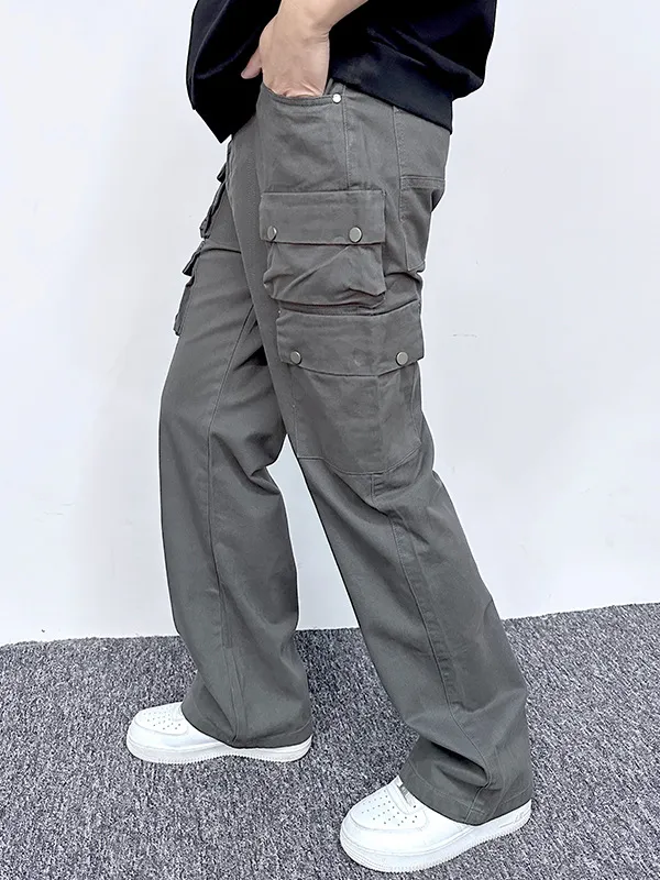 Pantalones cargo sueltos casuales con múltiples bolsillos para hombre