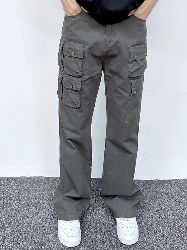Pantalones cargo sueltos casuales con múltiples bolsillos para hombre