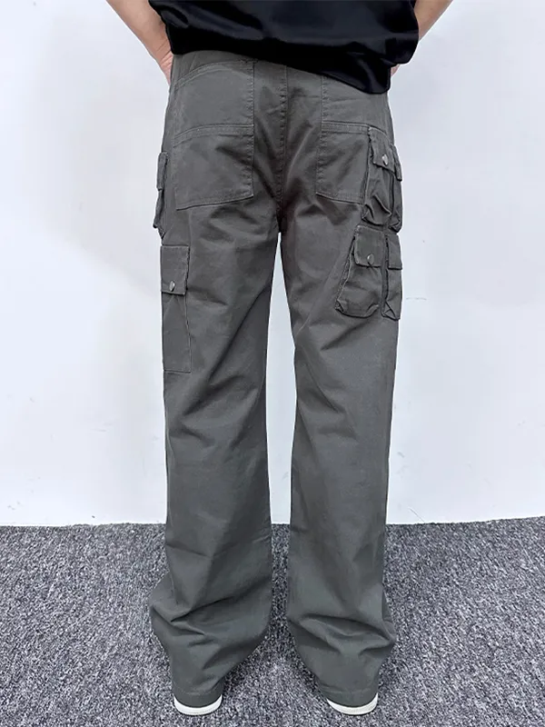 Pantalones cargo sueltos casuales con múltiples bolsillos para hombre