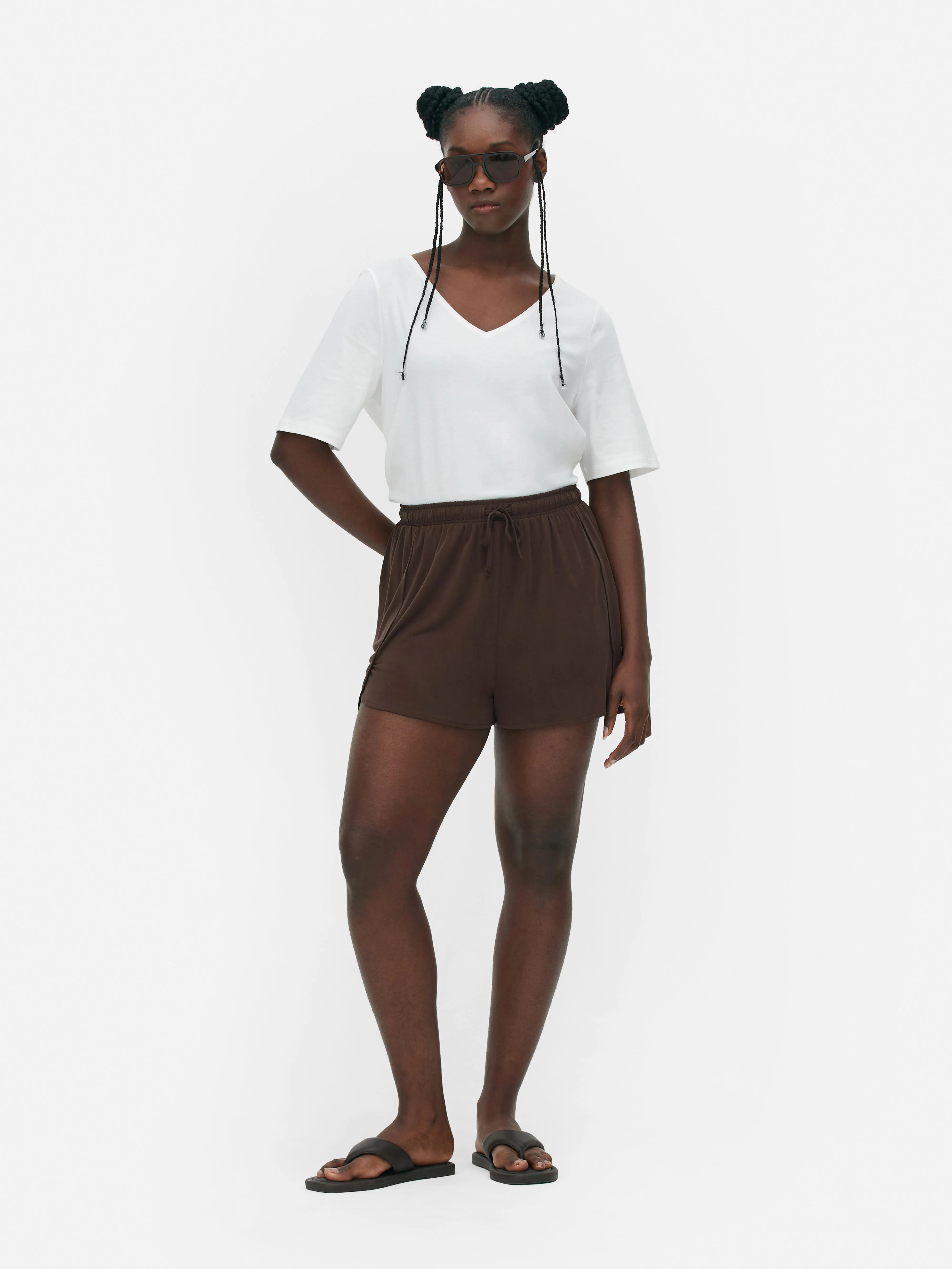 Pantalones cortos de talle alto con cordón de ajuste