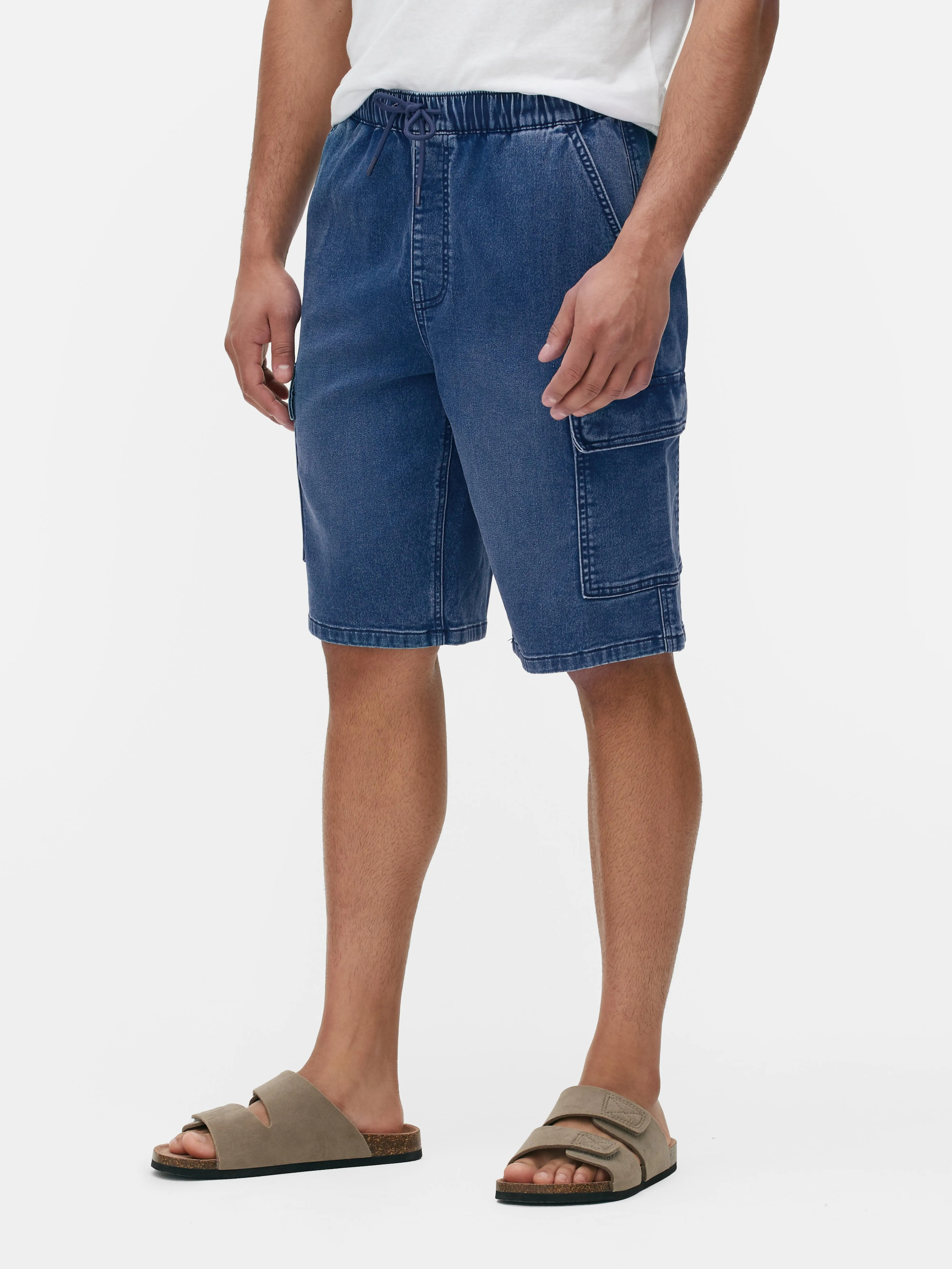 Pantalones cortos vaqueros de punto tipo cargo