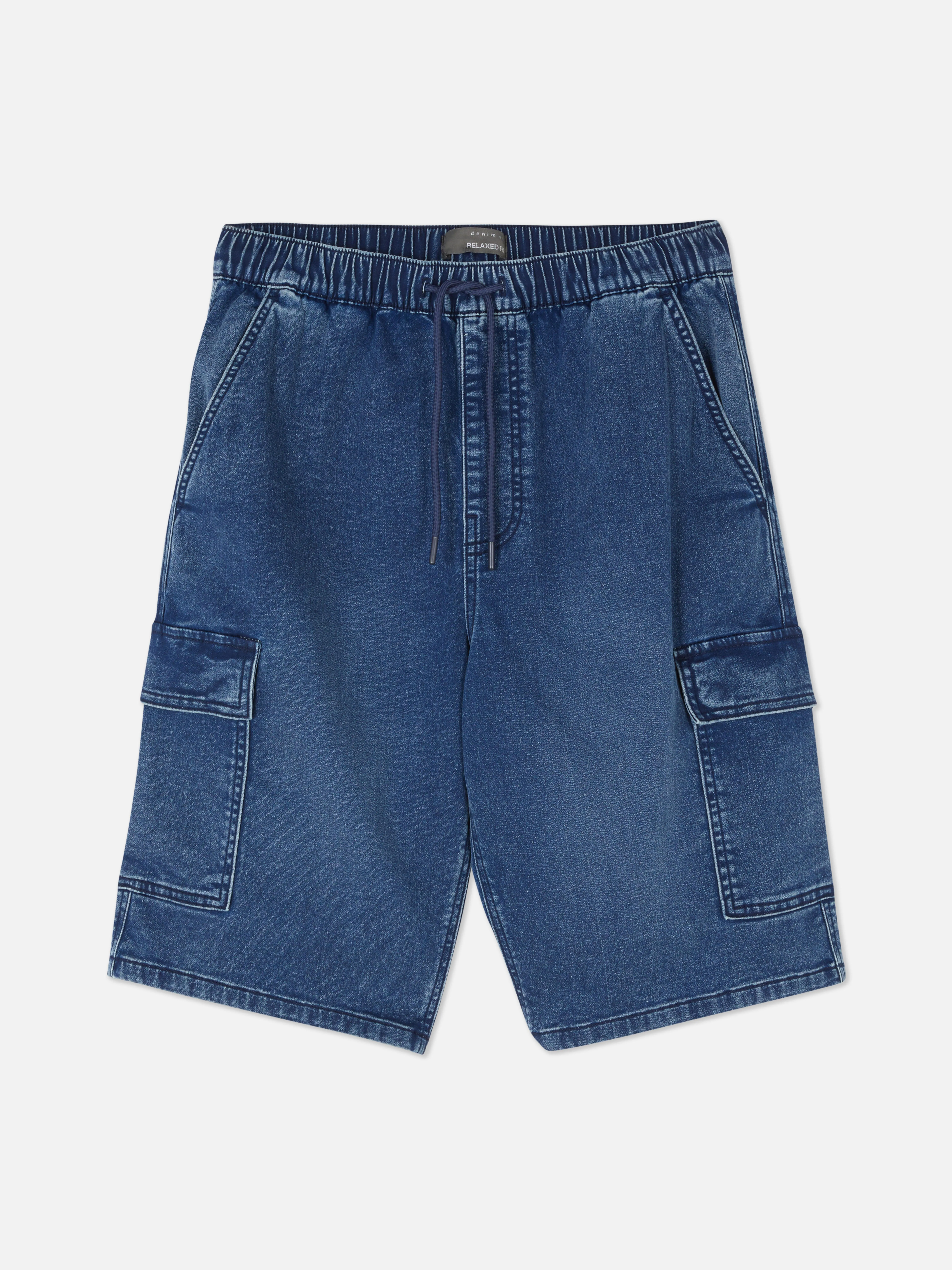 Pantalones cortos vaqueros de punto tipo cargo
