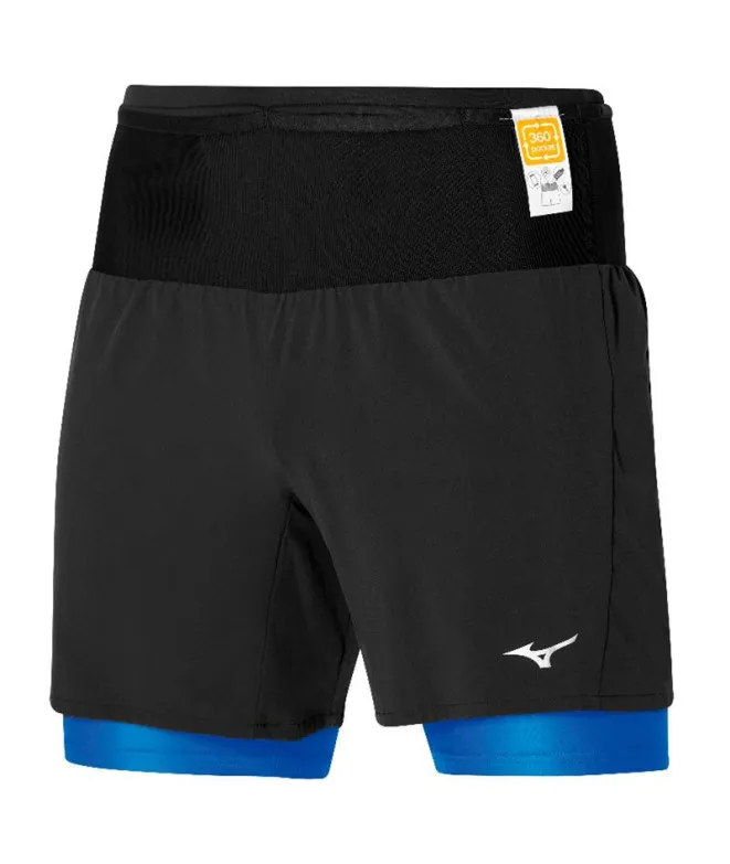 Pantalones de Fitness Mizuno Multi Pocket 7.5 2in1 Negro Hombre