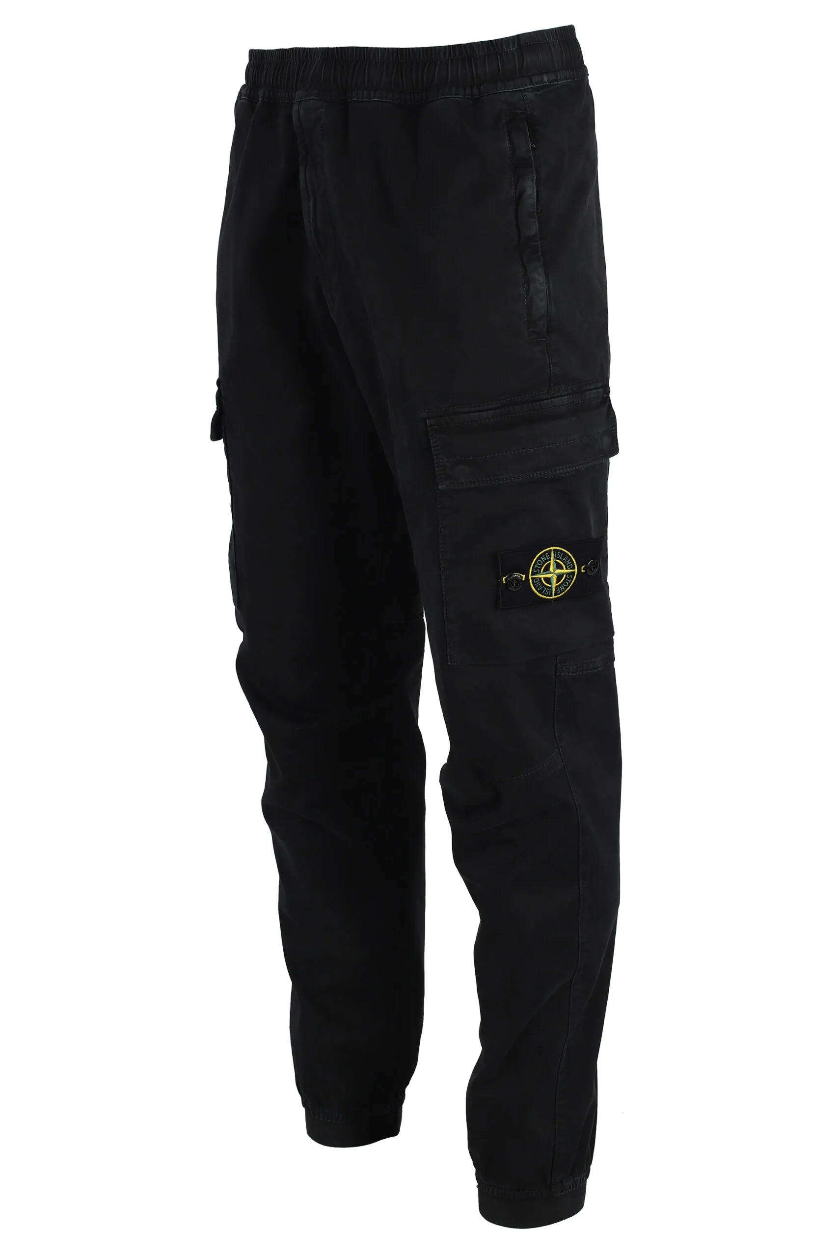Pantalón negro estilo cargo con parche lateral
