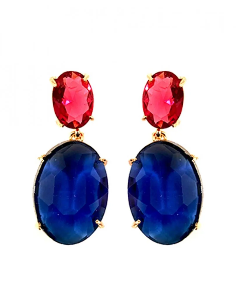 PENDIENTE DE BISUTERIA AZUL, ROSA Y DORADO