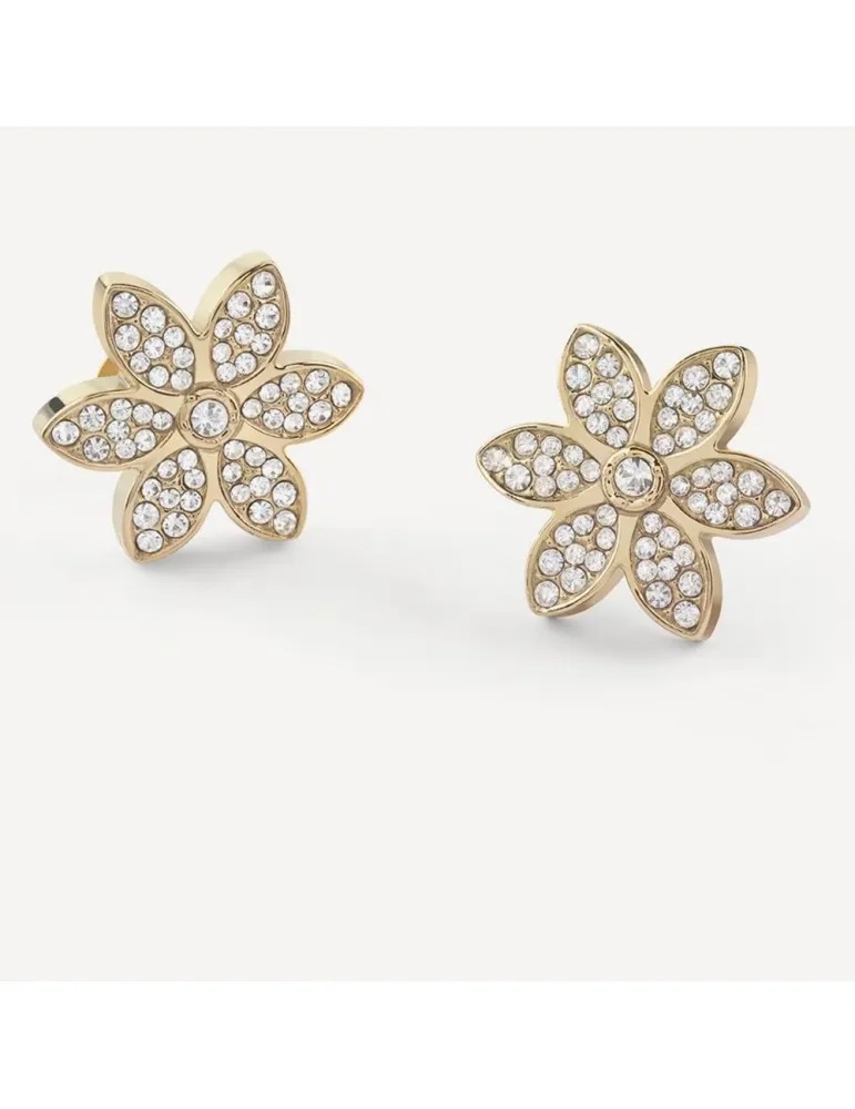 Pendientes Guess Mujer Flor Blanca Acero Dorado JUBE04145