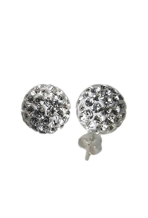 PENDIENTES PLATA BOLA RESINA CRISTALES CHECOS  240_PCB10