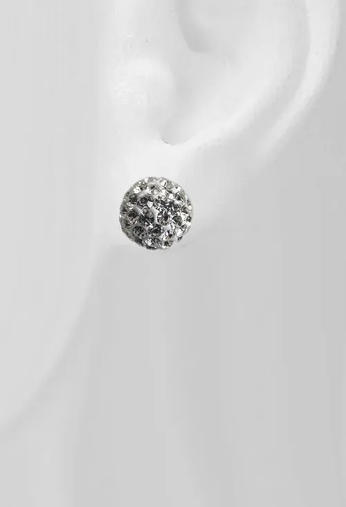 PENDIENTES PLATA BOLA RESINA CRISTALES CHECOS  240_PCB10