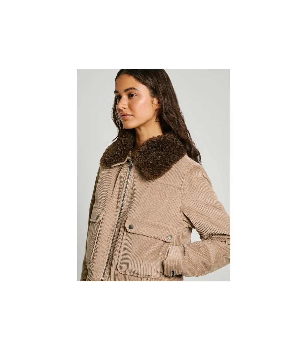 Pepe Jeans Chaqueta de Pana Acolchada Marrón
