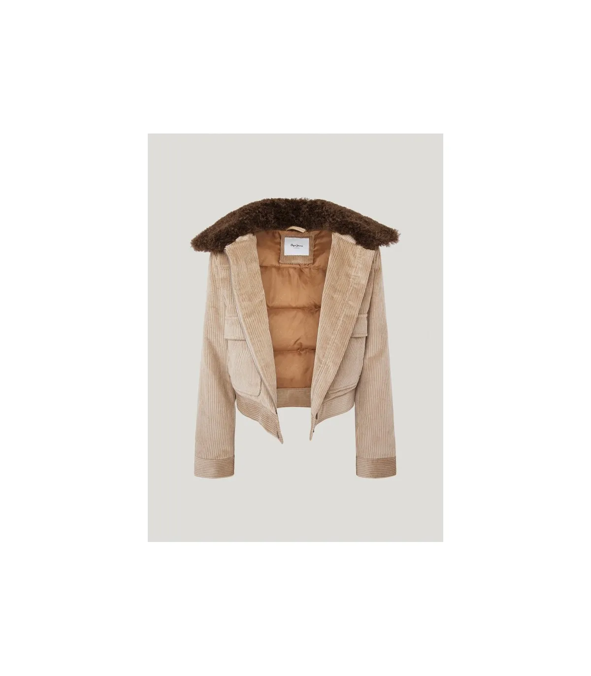 Pepe Jeans Chaqueta de Pana Acolchada Marrón