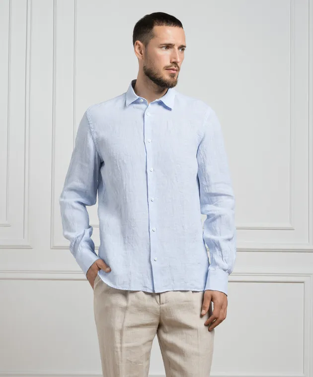 Peserico Blue striped linen shirt