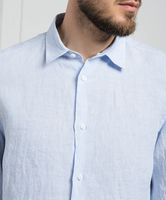 Peserico Blue striped linen shirt