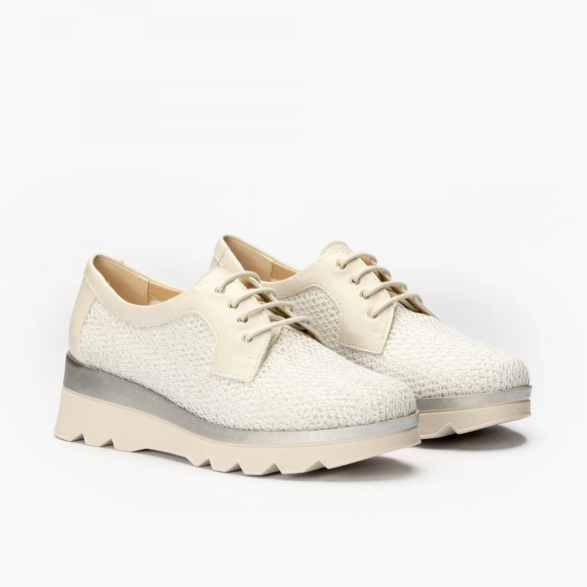 Pitillos zapato cordones ingles primavera rafia Durian blanco 5112