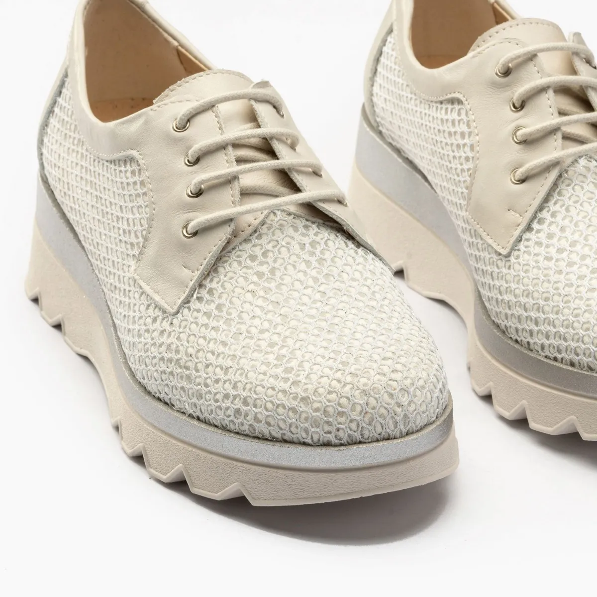 Pitillos zapato cordones ingles primavera rafia Durian blanco 5112
