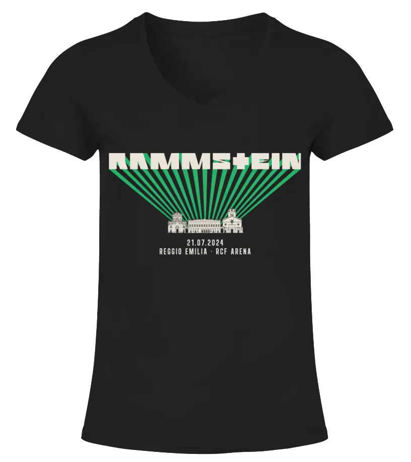 Rammstein 21 Jul 2024 Reggio Emilia RCF Arena Campovolo Camiseta cuello pico Mujer