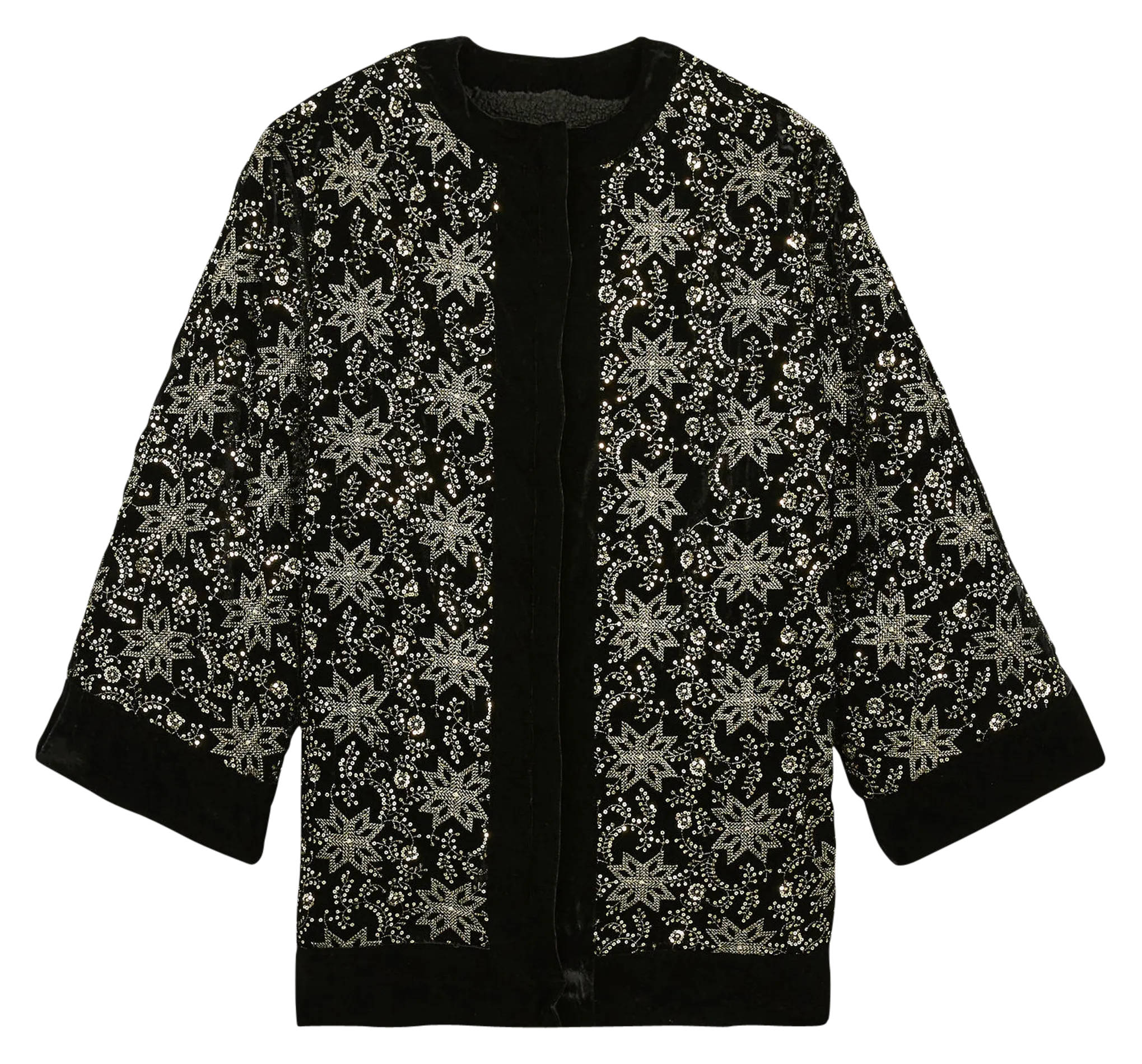 RAYON  CHAQUETA LARGA OVERSIZE BORDADA EN NEGRO